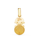 18K COLGANTE ORO AMARILLO NIÑA CON RELOJ. MEDIDA: 18 X 11 MM