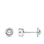 18K PENDIENTES ORO BLANCO DIAMANTES TALLA BRILLANTE 4.5MM 0.05 QTS.