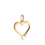 18K COLGANTE ORO AMARILLO CORAZON DIAMANTE NATURAL TALLA BRILLANTE 0,016 QTES. H-SI. MEDIDA: 13 X 11,5 MM