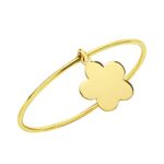 18K SORTIJA OR OMARILLO ARO LISO ANCHO 0,5 MM CON COLGANTE DE FLOR 6X6 MM.