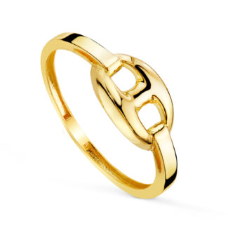 18K SORTIJA ORO AMARILLO CON NUDO BARCO EN BRILLO. ANCHO: 7MM