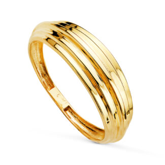 18K SORTIJA ORO AMARILLO LISA CON BANDAS EN BRILLO. ANCHO: 6,5 MM