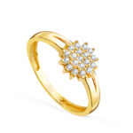 18K SORTIJA ORO AMARILLO CUAJO CON CIRCONITAS 7,5 MM.ANCHO CUERPO 2 MM