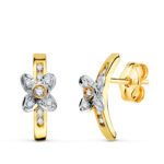 18K PENDIENTES ORO BICOLOR MARIPOSA CON CIRCONITAS. MEDIDA: 13 X 6,5 MM. CIERRE PRESION