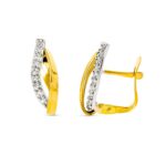 9K PENDIENTES ORO BICOLOR BANDAS CON CIRCONITAS. MEDIDA: 15X5 MM. CIERRE CATALAN