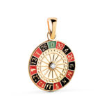 18K COLGANTE ORO AMARILLO RULETA CASINO ESMALTADA CON CIRCONITA. MEDIDA: 14,5 MM