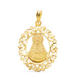 18K MEDALLA ORO AMARILLO VIRGEN DEL ROCIO CERCO. MEDIDA: 28 X 21 MM