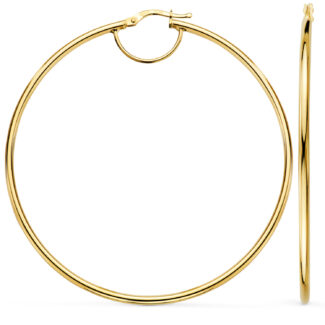 18K PENDIENTES AROS ORO AMARILLO HUECOS REDONDOS TUBO REDONDO 64 MM. GROSOR 2 MM