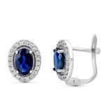 9K PENDIENTES ORO BLANCO ZAFIRO NATURAL 6X4 MM TOTAL 0,52 QTS. MEDIDA: 10X8 MM. CIERRE CATALAN