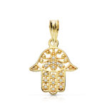 9K COLGANTE MANO FATIMA ORO AMARILLO CIRCONITA 17X14 MM