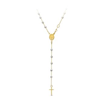 18K GARGANTILLA ROSARIO ORO BICOLOR DIAMANTADO 45CM