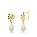18K PENDIENTES ORO AMARILLO CUBANAS LAGRIMAS BLANCAS. MEDIDA: 17X6 MM CIERRE CATALAN