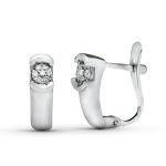 18K PENDIENTES BRILLANTES 0.100 QTES ORO BLANCO 14 X 4 MM CIERRE CATALAN