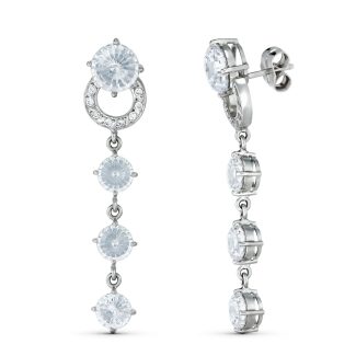18K PENDIENTES ORO BLANCO CIRCONITA 46X10 MM. CIERRE TUERCA