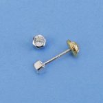18K PENDIENTES HEXAGONO CIRCONITA 3X3 MM CIERRE TUERCA