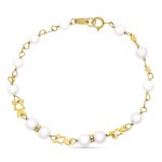 18K PULSERA ORO AMARILLO 17CM COMUNION PERLA CULTIVADA 5-5.5 MM