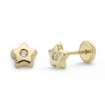 18K PENDIENTES ESTRELLA CIRCONITA 5MM CIERRE TUERCA