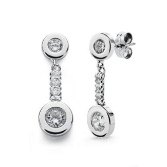 18K PENDIENTES ORO BLANCO CIRCONITA 21X7 MM CIERRE PRESION