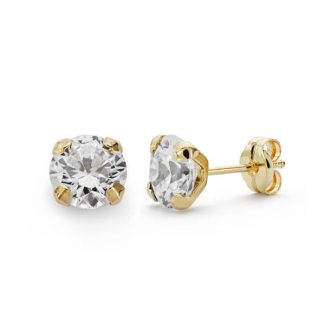 18K PENDIENTES ORO AMARILLO GARRAS CIRCONITA 6 MM
