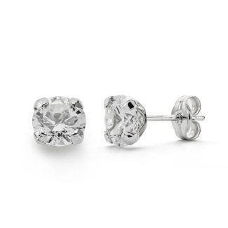18K PENDIENTES ORO BLANCO GARRAS CIRCONITA 6X6 MM