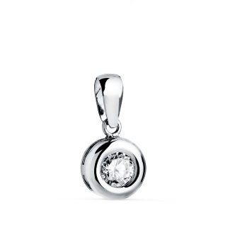 18K COLGANTE ORO BLANCO CHATON 8MM DIAMANTE LABORATORIO TALLA BRILLANTE 5 MM 0,325 QTS. G-VS2.
