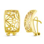 18K PENDIENTES ORO AMARILLO FLORES 18X13 MM CIERRE OMEGA
