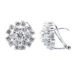 18K PENDIENTES CIRCONITAS 14 MM ORO BLANCO CIERRE OMEGA