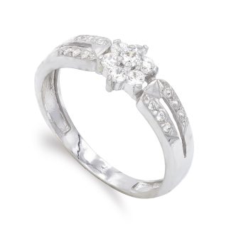 18K SORTIJA ORO BLANCO CON CIRCONITAS. ANCHO: 6,5 MM