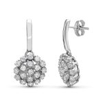 18K PENDIENTES CUAJO CIRCONITAS 13MM ORO BLANCO CIERRE PRESION