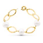 18K PULSERA ORO ROSA 18CM CON PERLA CULTIVADAS 15 MM