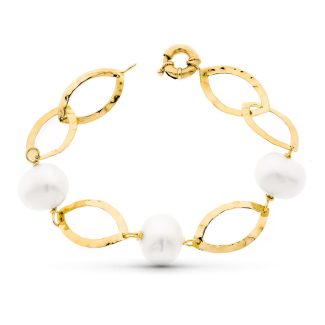18K PULSERA ORO ROSA 18CM CON PERLA CULTIVADAS 15 MM