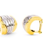 18K PENDIENTES ORO BICOLOR 18X17 MM CIERRE OMEGA