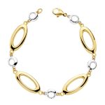 18K PULSERA HUECA ORO BICOLOR 19CM