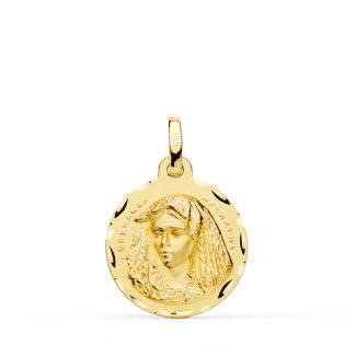 9K MEDALLA ORO AMARILLO VIRGEN MACARENA TALLADA 18 MM