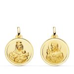 9K VIRGEN CARMEN Y CORAZON JESUS 18MM 1.55GRS