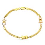 18K PULSERA ORO TRICOLOR ESTRELLAS Y CORAZONES