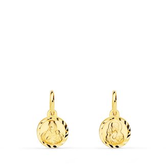 9K ESCAPULARIO ORO AMARILLO MINI VIRGEN DEL CARMEN Y CORAZON DE JESUS TALLADO 9 MM