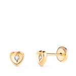 18K PENDIENTES ORO AMARILLO CORAZON CON CIRCONITA EN BRILLO. MEDIDA: 5 X 5MM. CIERRE TUERCA