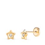 18K PENDIENTES ORO AMARILLO ESTRELLA CON CIRCONITA EN BRILLO. MEDIDA: 5 X 5MM. CIERRE TUERCA