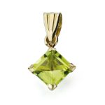 9K COLGANTE ORO AMARILLO OLIVINA 0.71 QTS TALLA ROMBO CON 4 GARRAS 5X5 MM
