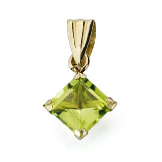9K COLGANTE ORO AMARILLO OLIVINA 0.71 QTS TALLA ROMBO CON 4 GARRAS 5X5 MM