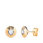18K PENDIENTES ORO AMARILLO REDONDOS ORLA TALLADA CIRCONITA. MEDIDA: 7MM. CIERRE PRESION