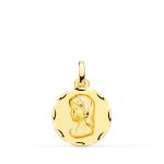 9K MEDALLA ORO AMARILLO VIRGEN NIÑA PERFIL TALLADA. MEDIDA: 16 MM