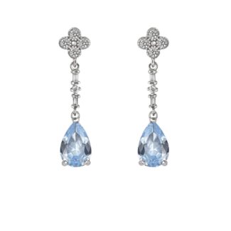 Pendientes de Plata de Ley con Piedra Celeste para Novias – 30 mm