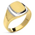 18K SELLO ORO BICOLOR MACIZO RECTANGULAR, ZONA GRABADO: 12X10 MM