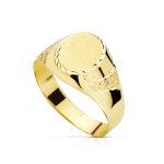 18K SELLO ORO AMARILLO HUECO CADETE TALLADO, ZONA GRABADO: 9X7 MM