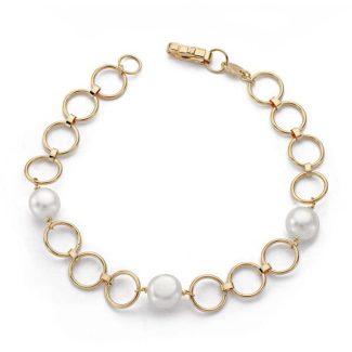 18K PULSERA ORO AMARILLO COMUNION PERLA CULTIVADA REDONDA 18CM