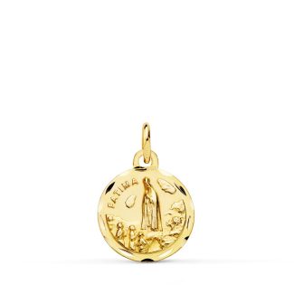 9K MEDALLA ORO AMARILLO VIRGEN DE FATIMA TALLADA, 14 MM