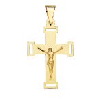 18K CRUZ ORO AMARILLO CON CRISTO 34X22 MM