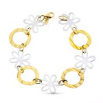 18K PULSERA BICOLOR FLORES 18,5CM